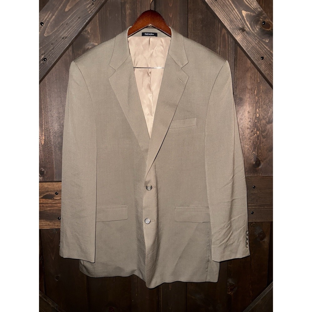 IZOD Men's 48L 100% Pure New Wool 2 Button‎ Notch Lapel Blazer Brown Woolmark